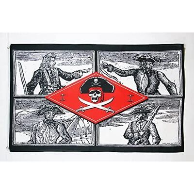 AZ FLAG Flagge Pirat 4 Freibeuter 150x90 cm Polyester 100D 2 Ösen Für innen und außen Piraten Totenkopf dekorative Flagge doppelte Nähte und verstärkte Kanten mit Metallösen 100D Polyester AZ FLAG Flagge Pirat 4 Freibeuter 150x90 cm Polyester 100D 2 Ösen Für innen und außen Piraten Totenkopf dekorative Flagge doppelte Nähte und verstärkte Kanten mit Metallösen 100D Polyester