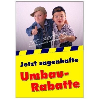 net-xpress Plakat für Umbau-Aktion Umbau-Rabatte A1, Werbeplakat Poster Werbung net-xpress Plakat für Umbau-Aktion Umbau-Rabatte A1, Werbeplakat Poster Werbung