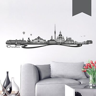 WANDKINGS Wandtattoo Skyline Dresden (mit Sehenswürdigkeiten und Wahrzeichen der Stadt) 100 x 28 cm dunkelgrau erhältlich in 33 Farben WANDKINGS Wandtattoo Skyline Dresden (mit Sehenswürdigkeiten und Wahrzeichen der Stadt) 100 x 28 cm dunkelgrau erhältlich in 33 Farben