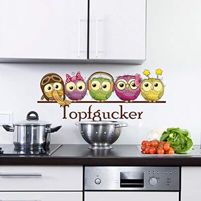 Sunnywall Wandtattoo Topfgucker Eulen Vögel Kochen Küche Essen Wandsticker bunt Farbe Größe 3 Sunnywall Wandtattoo Topfgucker Eulen Vögel Kochen Küche Essen Wandsticker bunt Farbe Größe 3