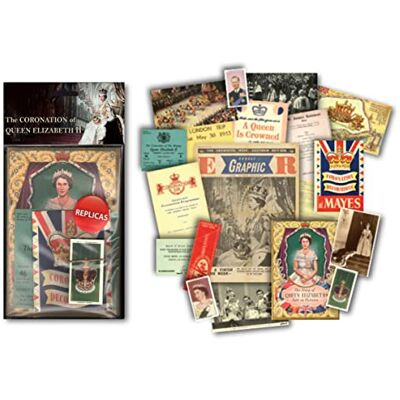 Generic Memorabilia Pack Company The Queen's 1953 Krönungsnachbildung – Reproduktion der britischen Geschichte, Lehrressourcen und Sammlerstücke, einschließlich Nachbildungen, Zeitungen, Hefte, Karten Generic Memorabilia Pack Company The Queen's 1953 Krönungsnachbildung – Reproduktion der britischen Geschichte, Lehrressourcen und Sammlerstücke, einschließlich Nachbildungen, Zeitungen, Hefte, Karten