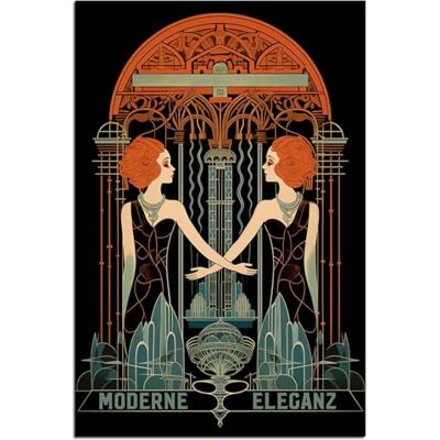Wallario Poster Art Deco im Einklang in Premiumqualität, Größe: 100 x 150 cm XXL-Poster Wallario Poster Art Deco im Einklang in Premiumqualität, Größe: 100 x 150 cm XXL-Poster