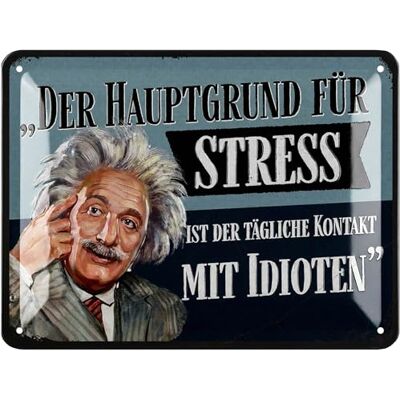 LANOLU Retro Blechschild Hauptgrund für Stress ist der tägliche Kontakt Poster aus Metall mit Zitat, lustiges Sprüche Schild, Küchen Deko vintage Metallschild 15x20cm LANOLU Retro Blechschild Hauptgrund für Stress ist der tägliche Kontakt Poster aus Metall mit Zitat, lustiges Sprüche Schild, Küchen Deko vintage Metallschild 15x20cm