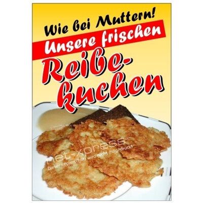net-xpress Werbeplakat frische Reibekuchen DIN A1, Plakat Poster Restaurant Imbiss net-xpress Werbeplakat frische Reibekuchen DIN A1, Plakat Poster Restaurant Imbiss