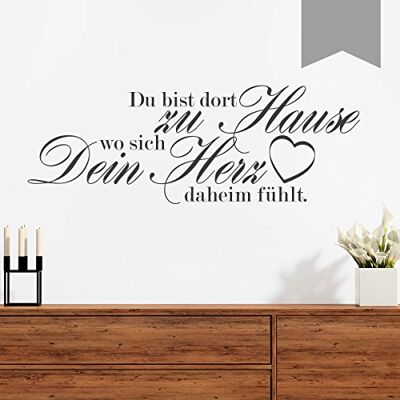 WANDKINGS Wandtattoo Du bist dort zu Hause wo Sich Dein Herz daheim fühlt. (mit Herz) 120 x 44 cm Mittelgrau erhältlich in 33 Farben WANDKINGS Wandtattoo Du bist dort zu Hause wo Sich Dein Herz daheim fühlt. (mit Herz) 120 x 44 cm Mittelgrau erhältlich in 33 Farben
