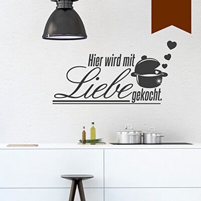 WANDKINGS Wandtattoo Hier Wird mit Liebe gekocht. (mit Kochtopf und Herzen) 50 x 26 cm braun erhältlich in 33 Farben WANDKINGS Wandtattoo Hier Wird mit Liebe gekocht. (mit Kochtopf und Herzen) 50 x 26 cm braun erhältlich in 33 Farben
