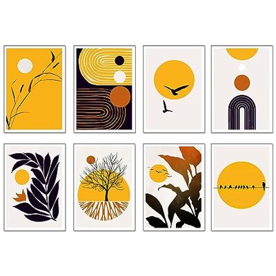 DKORARTE Set mit 8 Bildern auf Holzbasis, Dekoration für modernes Wohnzimmer, Schlafzimmer, Zimmer, abstrakt, mit Metallaufhängern, (29 x 20 cm pro Bild) DKORARTE Set mit 8 Bildern auf Holzbasis, Dekoration für modernes Wohnzimmer, Schlafzimmer, Zimmer, abstrakt, mit Metallaufhängern, (29 x 20 cm pro Bild)