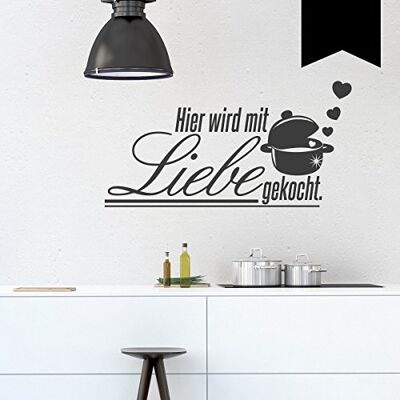 WANDKINGS Wandtattoo Hier Wird mit Liebe gekocht. (mit Kochtopf und Herzen) 50 x 26 cm schwarz erhältlich in 33 Farben WANDKINGS Wandtattoo Hier Wird mit Liebe gekocht. (mit Kochtopf und Herzen) 50 x 26 cm schwarz erhältlich in 33 Farben
