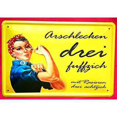 Unbekannt Blechschild 20x30 cm Arschlecken DREI fuffzich. witziger Spruch Fun Schild Unbekannt Blechschild 20x30 cm Arschlecken DREI fuffzich. witziger Spruch Fun Schild