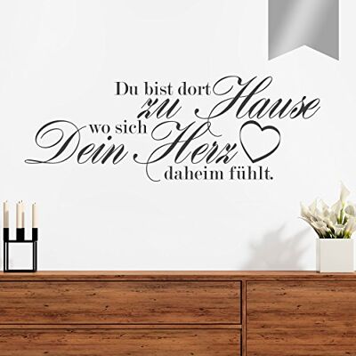 WANDKINGS Wandtattoo Du bist dort zu Hause wo Sich Dein Herz daheim fühlt. (mit Herz) 120 x 44 cm Silber erhältlich in 33 Farben WANDKINGS Wandtattoo Du bist dort zu Hause wo Sich Dein Herz daheim fühlt. (mit Herz) 120 x 44 cm Silber erhältlich in 33 Farben