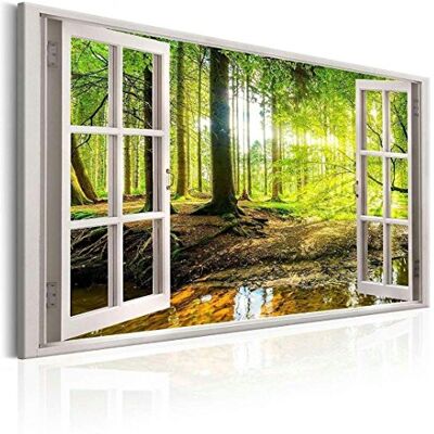 Visario Leinwandbild 120x80 cm 5001 Fenster Blick Wald Natur Panorama Wandbild fertig auf echtem Holzrahmen gespannt Kunstdruck Bäume Grün Landschaft modern Dekoration Wohnzimmer Schlafzimmer Visario Leinwandbild 120x80 cm 5001 Fenster Blick Wald Natur Panorama Wandbild fertig auf echtem Holzrahmen gespannt Kunstdruck Bäume Grün Landschaft modern Dekoration Wohnzimmer Schlafzimmer