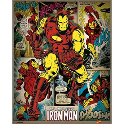 Pyramid International Iron Man Retro Marvel Comics Mini-Poster, Kunststoff/Glas, mehrfarbig, 40 x 50 x 1,3 cm Pyramid International Iron Man Retro Marvel Comics Mini-Poster, Kunststoff/Glas, mehrfarbig, 40 x 50 x 1,3 cm