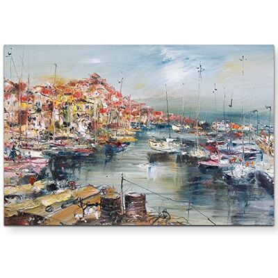 Zone Wandbild auf Leinwand 120x80cm Hafenstadt Ölgemälde Zone Wandbild auf Leinwand 120x80cm Hafenstadt Ölgemälde