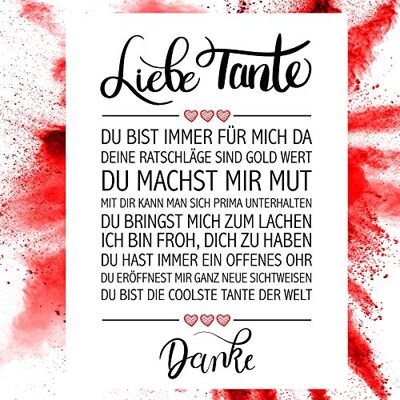 Close Up Beste Tante Danke Zitate Poster Deko Geschenk zum Geburtstag, Weihnachten, jeden Tag 30 x 40 cm, Premium Qualität Close Up Beste Tante Danke Zitate Poster Deko Geschenk zum Geburtstag, Weihnachten, jeden Tag 30 x 40 cm, Premium Qualität