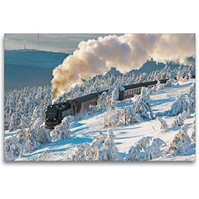 CALVENDO Premium Textil-Leinwand 120 x 80 cm Quer-Format Harzer Schmalspurbahn im Winterwald Wandbild, HD-Bild auf Keilrahmen, Fertigbild auf hochwertigem Vlies, Leinwanddruck von Prime Selection CALVENDO Premium Textil-Leinwand 120 x 80 cm Quer-Format Harzer Schmalspurbahn im Winterwald Wandbild, HD-Bild auf Keilrahmen, Fertigbild auf hochwertigem Vlies, Leinwanddruck von Prime Selection