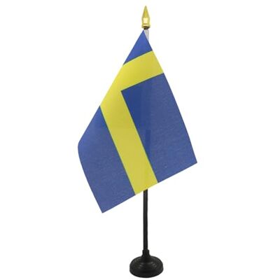AZ FLAG Tischflagge Schweden 15x10 cm Polyester 100D Kunststoffsockel Für innen Schwedische Tischflagge Sverige genähte Ausführung mit verstärkten Kanten mit Kunststoffstab und goldene Spitze AZ FLAG Tischflagge Schweden 15x10 cm Polyester 100D Kunststoffsockel Für innen Schwedische Tischflagge Sverige genähte Ausführung mit verstärkten Kanten mit Kunststoffstab und goldene Spitze