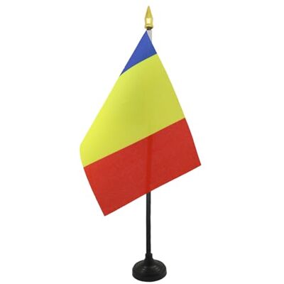 AZ FLAG Tischflagge Rumänien 15x10 cm Polyester 100D Kunststoffsockel Für innen Rumänische Tischflagge România genähte Ausführung mit verstärkten Kanten mit Kunststoffstab und goldene Spitze AZ FLAG Tischflagge Rumänien 15x10 cm Polyester 100D Kunststoffsockel Für innen Rumänische Tischflagge România genähte Ausführung mit verstärkten Kanten mit Kunststoffstab und goldene Spitze