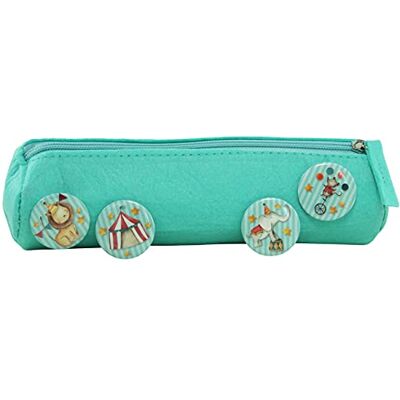 Papierdrachen Federmäppchen mit 4 Buttons für Jungen und Mädchen Filzmäppchen in türkis mit Zirkus-Motiv Einschulung Schulmäppchen Set Nr 3 Papierdrachen Federmäppchen mit 4 Buttons für Jungen und Mädchen Filzmäppchen in türkis mit Zirkus-Motiv Einschulung Schulmäppchen Set Nr 3