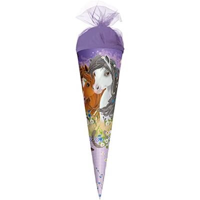 Roth Geschenk-Schultüte klein Blumenpferde 50 cm rund Tüllverschluss Zuckertüte Schulanfang Roth Geschenk-Schultüte klein Blumenpferde 50 cm rund Tüllverschluss Zuckertüte Schulanfang