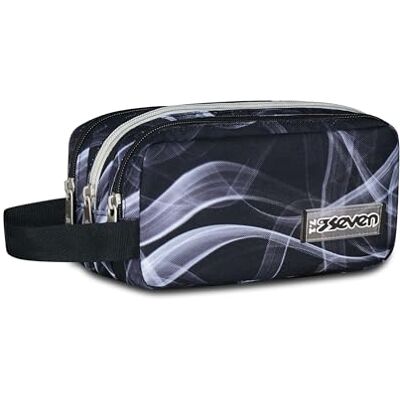 Seven Federmäppchen, Mäppchen ab 1. Klasse, Federtasche für Schreibwaren, kompaktes Etui für Schulmaterial mit 3 Fächern, Junge, schwarz/grau Seven Federmäppchen, Mäppchen ab 1. Klasse, Federtasche für Schreibwaren, kompaktes Etui für Schulmaterial mit 3 Fächern, Junge, schwarz/grau