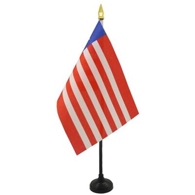 AZ FLAG Tischflagge Liberia 15x10 cm Polyester 100D Kunststoffsockel Für innen Republik Liberia Tischflagge genähte Ausführung mit verstärkten Kanten mit Kunststoffstab und goldene Spitze AZ FLAG Tischflagge Liberia 15x10 cm Polyester 100D Kunststoffsockel Für innen Republik Liberia Tischflagge genähte Ausführung mit verstärkten Kanten mit Kunststoffstab und goldene Spitze