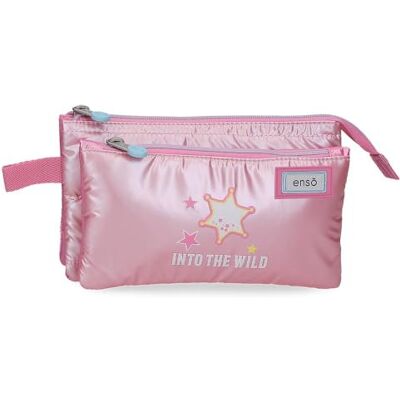 Enso Into The Wild Etui, dreifach, aus Polyester, 22 x 12 x 5 cm, Rosa Enso Into The Wild Etui, dreifach, aus Polyester, 22 x 12 x 5 cm, Rosa