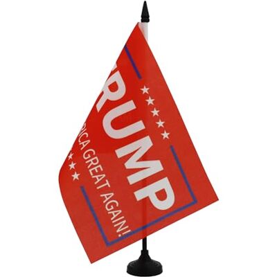 AZ FLAG Tischflagge Donald Trump Präsident USA 2020 Rot 21x14 cm Für innen Vereinigten Staaten von Amerika Tischflagge Donald Trump Red genähte Ausführung mit verstärkten Kanten AZ FLAG Tischflagge Donald Trump Präsident USA 2020 Rot 21x14 cm Für innen Vereinigten Staaten von Amerika Tischflagge Donald Trump Red genähte Ausführung mit verstärkten Kanten
