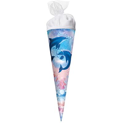 Roth Geschenk-Schultüte groß Delfine 35 cm rund Tüllverschluss Zuckertüte Schulanfang Roth Geschenk-Schultüte groß Delfine 35 cm rund Tüllverschluss Zuckertüte Schulanfang
