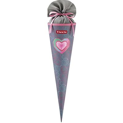 Step by Step Schultüte Glitter Heart Hazle, rosa-grau, passend zum Schulranzen, aus recycelten PET-Flaschen, Verschluss aus Stoff, 5L Füllvolumen, 70 cm Höhe, für die 1. Klasse Step by Step Schultüte Glitter Heart Hazle, rosa-grau, passend zum Schulranzen, aus recycelten PET-Flaschen, Verschluss aus Stoff, 5L Füllvolumen, 70 cm Höhe, für die 1. Klasse