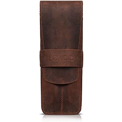 Londo Echtleder Stift- und Bleistiftetui mit Umklapp-Flap, Schreibwaren Tasche – Zwei Fächer Londo Echtleder Stift- und Bleistiftetui mit Umklapp-Flap, Schreibwaren Tasche – Zwei Fächer