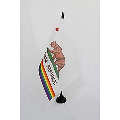 AZ FLAG Tischflagge Kalifornien Regenbogen 21x14 cm Kunststoffsockel Für innen Kalifornische Bundesstaat Tischflagge California Rainbow genähte Ausführung mit verstärkten Kanten 100D Polyester AZ FLAG Tischflagge Kalifornien Regenbogen 21x14 cm Kunststoffsockel Für innen Kalifornische Bundesstaat Tischflagge California Rainbow genähte Ausführung mit verstärkten Kanten 100D Polyester