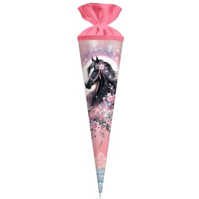 goldbuch 97141 Schultüte Luna, Zuckertüte rund 70 cm Ø 19 cm, Pferd, Rosa Große Zuckertüte aus rosa Lackkarton mit Motiv schwarzes Pferd, Geschenktüte mit rosa Filzverschluss (ohne Verschlussband) goldbuch 97141 Schultüte Luna, Zuckertüte rund 70 cm Ø 19 cm, Pferd, Rosa Große Zuckertüte aus rosa Lackkarton mit Motiv schwarzes Pferd, Geschenktüte mit rosa Filzverschluss (ohne Verschlussband)