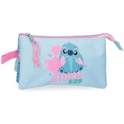 Disney Joumma Stitch Hearts Triple Etui, 22 x 12 x 5 cm, Polyester, Blau Disney Joumma Stitch Hearts Triple Etui, 22 x 12 x 5 cm, Polyester, Blau