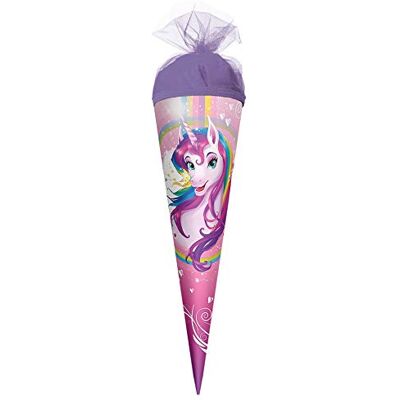 Roth Geschenk-Schultüte Einhornportrait 35 cm klein rund Tüllverschluss Zuckertüte Einhorn Roth Geschenk-Schultüte Einhornportrait 35 cm klein rund Tüllverschluss Zuckertüte Einhorn