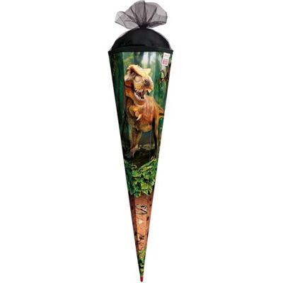 Roth Motiv-Schultüte, T-Rex Welt, 100 cm, eckig, Rot(h)-Spitze, Tüllverschluss Roth Motiv-Schultüte, T-Rex Welt, 100 cm, eckig, Rot(h)-Spitze, Tüllverschluss