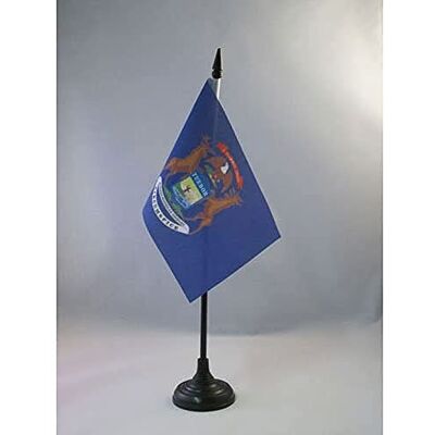 AZ FLAG Tischflagge Michigan 15x10 cm Polyester 100D Kunststoffsockel Für innen Vereinigten Staaten von Amerika Tischflagge genähte Ausführung mit verstärkten Kanten mit Kunststoffstab AZ FLAG Tischflagge Michigan 15x10 cm Polyester 100D Kunststoffsockel Für innen Vereinigten Staaten von Amerika Tischflagge genähte Ausführung mit verstärkten Kanten mit Kunststoffstab