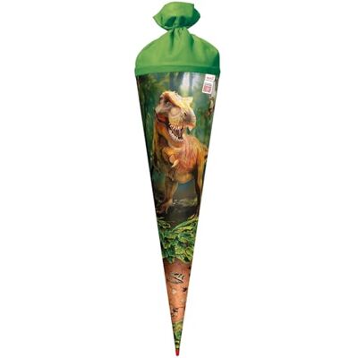 Roth Motiv-Schultüte, T-Rex Welt, 70 cm, rund, Rot(h)-Spitze, Filzverschluss Roth Motiv-Schultüte, T-Rex Welt, 70 cm, rund, Rot(h)-Spitze, Filzverschluss