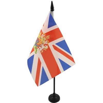 AZ FLAG Tischflagge Vereinigtes Königreich mit Waffen 21x14 cm Für innen Britische Tischflagge United Kingdon Coat of arms genähte Ausführung mit verstärkten Kanten 100D Polyester AZ FLAG Tischflagge Vereinigtes Königreich mit Waffen 21x14 cm Für innen Britische Tischflagge United Kingdon Coat of arms genähte Ausführung mit verstärkten Kanten 100D Polyester