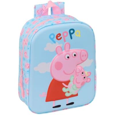 safta Kindergartenrucksack Peppa Pig 3D, Reliefvorderseite Maße 22 x 10 x 27 cm, 5,9 l, 240 g, Himmelblau-Rosa, Polyester, für den Kindergarten, Peppa-Pig-Lizenz safta Kindergartenrucksack Peppa Pig 3D, Reliefvorderseite Maße 22 x 10 x 27 cm, 5,9 l, 240 g, Himmelblau-Rosa, Polyester, für den Kindergarten, Peppa-Pig-Lizenz