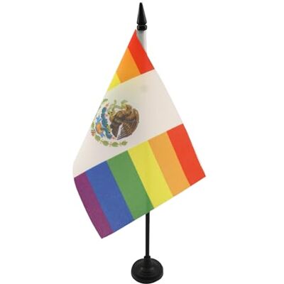 AZ FLAG Tischflagge Mexiko Regenbogen 21x14 cm Kunststoffsockel Für innen Schwul Tischflagge México gay genähte Ausführung mit verstärkten Kanten mit Kunststoffstab 100D Polyester AZ FLAG Tischflagge Mexiko Regenbogen 21x14 cm Kunststoffsockel Für innen Schwul Tischflagge México gay genähte Ausführung mit verstärkten Kanten mit Kunststoffstab 100D Polyester