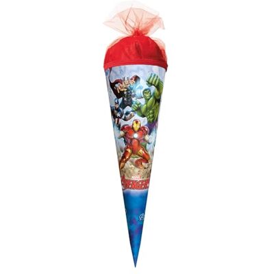 Roth Schultüte klein Marvel Avengers 35 cm rund, Tüllverschluss Zuckertüte Marvel Avengers Schulanfang Roth Schultüte klein Marvel Avengers 35 cm rund, Tüllverschluss Zuckertüte Marvel Avengers Schulanfang