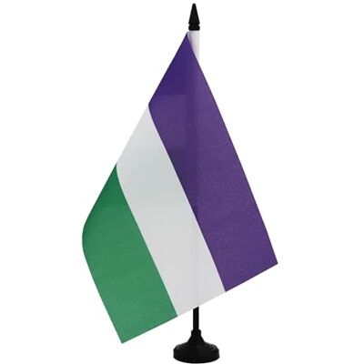 AZ FLAG Tischflagge Suffragetten 21x14 cm Polyester 100D Kunststoffsockel Für innen Union Jack Tischflagge genähte Ausführung mit verstärkten Kanten mit Kunststoffstab 100D Polyester AZ FLAG Tischflagge Suffragetten 21x14 cm Polyester 100D Kunststoffsockel Für innen Union Jack Tischflagge genähte Ausführung mit verstärkten Kanten mit Kunststoffstab 100D Polyester