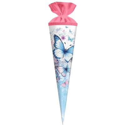 goldbuch 97 155 Schultüte Schmetterlingsgarten, 70 cm, Zuckertüte Blau-Weiß Geschenktüte aus Lackkarton mit rosa Filzverschluss (ohne Verschlussband), Geschenkverpackung, Schmetterlings-Motiv, Ø 19 cm goldbuch 97 155 Schultüte Schmetterlingsgarten, 70 cm, Zuckertüte Blau-Weiß Geschenktüte aus Lackkarton mit rosa Filzverschluss (ohne Verschlussband), Geschenkverpackung, Schmetterlings-Motiv, Ø 19 cm
