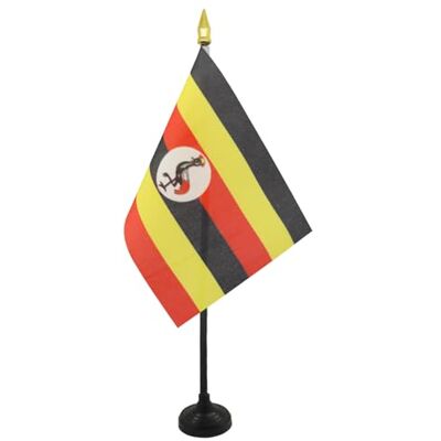 AZ FLAG Tischflagge Uganda 15x10 cm Polyester 100D Kunststoffsockel Für innen Ugandische Tischflagge genähte Ausführung mit verstärkten Kanten mit Kunststoffstab und goldene Spitze AZ FLAG Tischflagge Uganda 15x10 cm Polyester 100D Kunststoffsockel Für innen Ugandische Tischflagge genähte Ausführung mit verstärkten Kanten mit Kunststoffstab und goldene Spitze