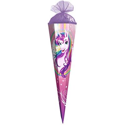 Roth Geschenk-Schultüte Einhornportrait 50 cm klein 6-eckig Tüllverschluss Zuckertüte Einhorn Roth Geschenk-Schultüte Einhornportrait 50 cm klein 6-eckig Tüllverschluss Zuckertüte Einhorn