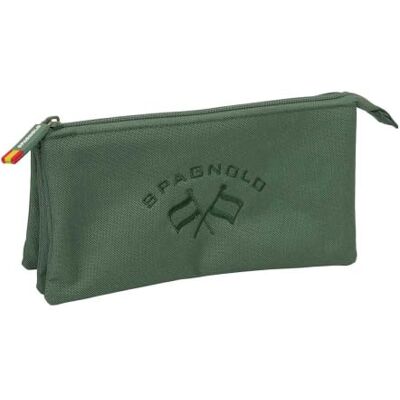 safta Federtasche Spagnolo, 3 Fächer, Logo in Relief Maße 22 x 3 x 12 cm, gleichmäßiges Olivgrün, Band in den Landesfarben, Polyester, für Grundschule, offizielle Lizenz safta Federtasche Spagnolo, 3 Fächer, Logo in Relief Maße 22 x 3 x 12 cm, gleichmäßiges Olivgrün, Band in den Landesfarben, Polyester, für Grundschule, offizielle Lizenz