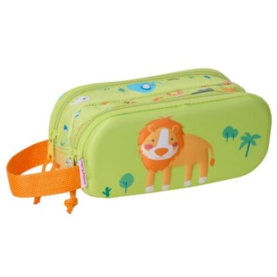 safta Federtasche 3D Löwe, 2 Fächer, Relief-Front, Handschlaufe Maße 21 x 6 x 8 cm, 110 g, Grün mit Tiermotiven, Polyester, abwischbare Oberfläche, für den Schulstart safta Federtasche 3D Löwe, 2 Fächer, Relief-Front, Handschlaufe Maße 21 x 6 x 8 cm, 110 g, Grün mit Tiermotiven, Polyester, abwischbare Oberfläche, für den Schulstart