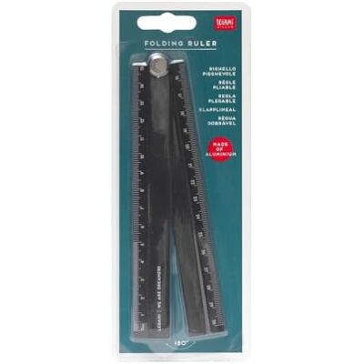 LEGAMI Faltbares Lineal aus Aluminium, doppelte Verwendung: Messung in Zentimetern (30 cm) und in Grad (180 °) LEGAMI Faltbares Lineal aus Aluminium, doppelte Verwendung: Messung in Zentimetern (30 cm) und in Grad (180 °)