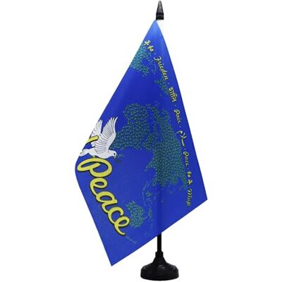 AZ FLAG Tischflagge Frieden in der Welt mit Karte 21x14 cm Kunststoffsockel Für innen Peace Tischflagge genähte Ausführung mit verstärkten Kanten mit Kunststoffstab 100D Polyester AZ FLAG Tischflagge Frieden in der Welt mit Karte 21x14 cm Kunststoffsockel Für innen Peace Tischflagge genähte Ausführung mit verstärkten Kanten mit Kunststoffstab 100D Polyester