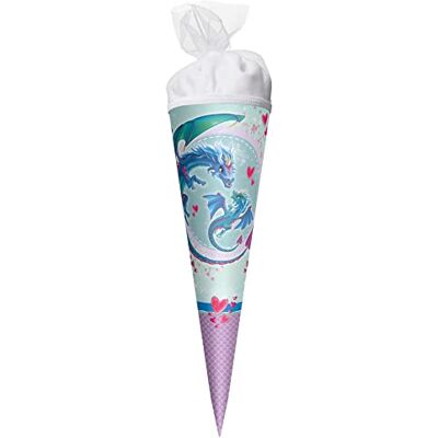 Roth Geschenk-Schultüte klein Drachenliebe 50 cm rund Tüllverschluss Zuckertüte Schulanfang Roth Geschenk-Schultüte klein Drachenliebe 50 cm rund Tüllverschluss Zuckertüte Schulanfang
